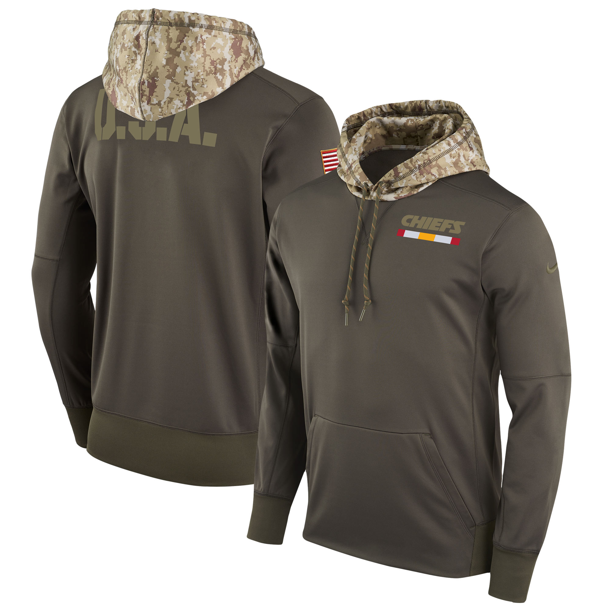 Men NFL Kansas City Chiefs  Nike Olive Salute To Service Hoodie Green->kansas city chiefs->NFL Jersey